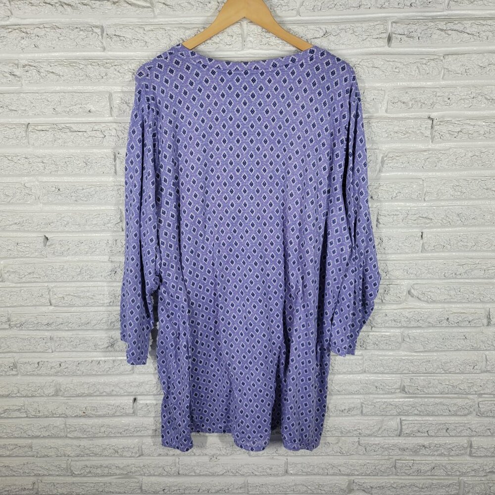 Croft & Barrow Women Pajama Top Sleep Shirt 3X Plus Blue Geometric SWE48E - Picture 6 of 11